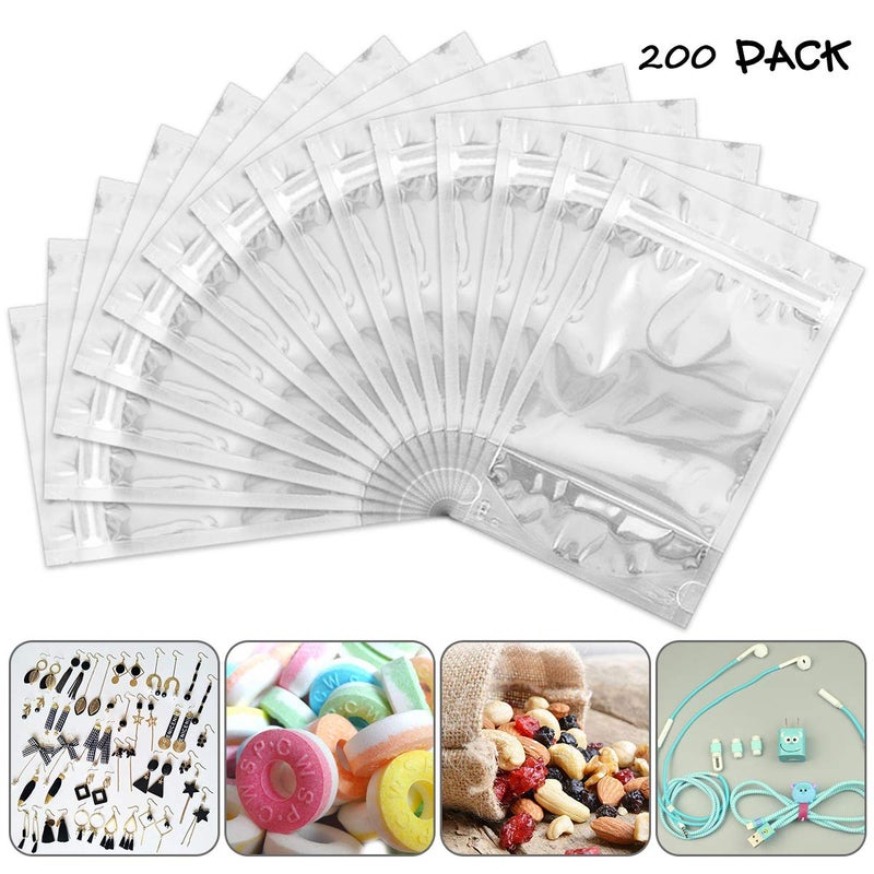 LOKQING 200 Pack 5x8 Mylar Bags with Window Stand Up Bgas 7.5mil Thick for Food Storage and Resealable for Small Business Packaging Bag - Image 3